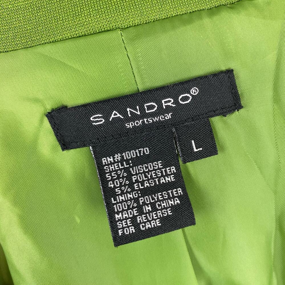 Sandro Green Double Breasted Button Bell Sleeve Coat Jacket Large - Picture 9 of 9